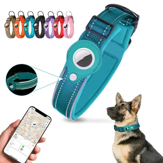 AirTag-Compatible Nylon Pet Collar with Built‑In Holder